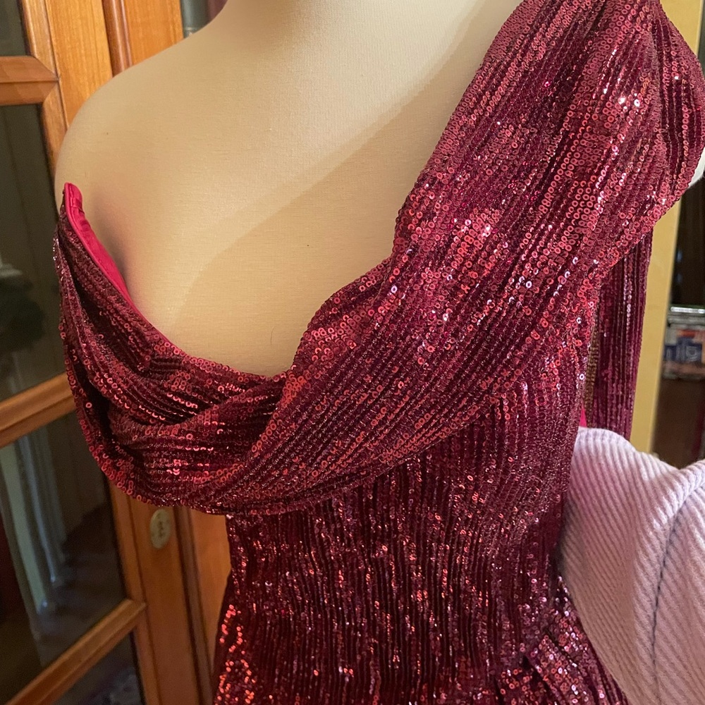 Burgundy sequin dress